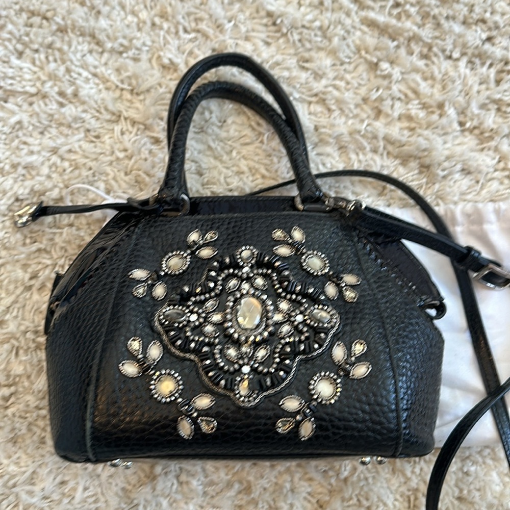 Brighton Czarina stunning jewel black patent leather combo detailed bag - Picture 6 of 17